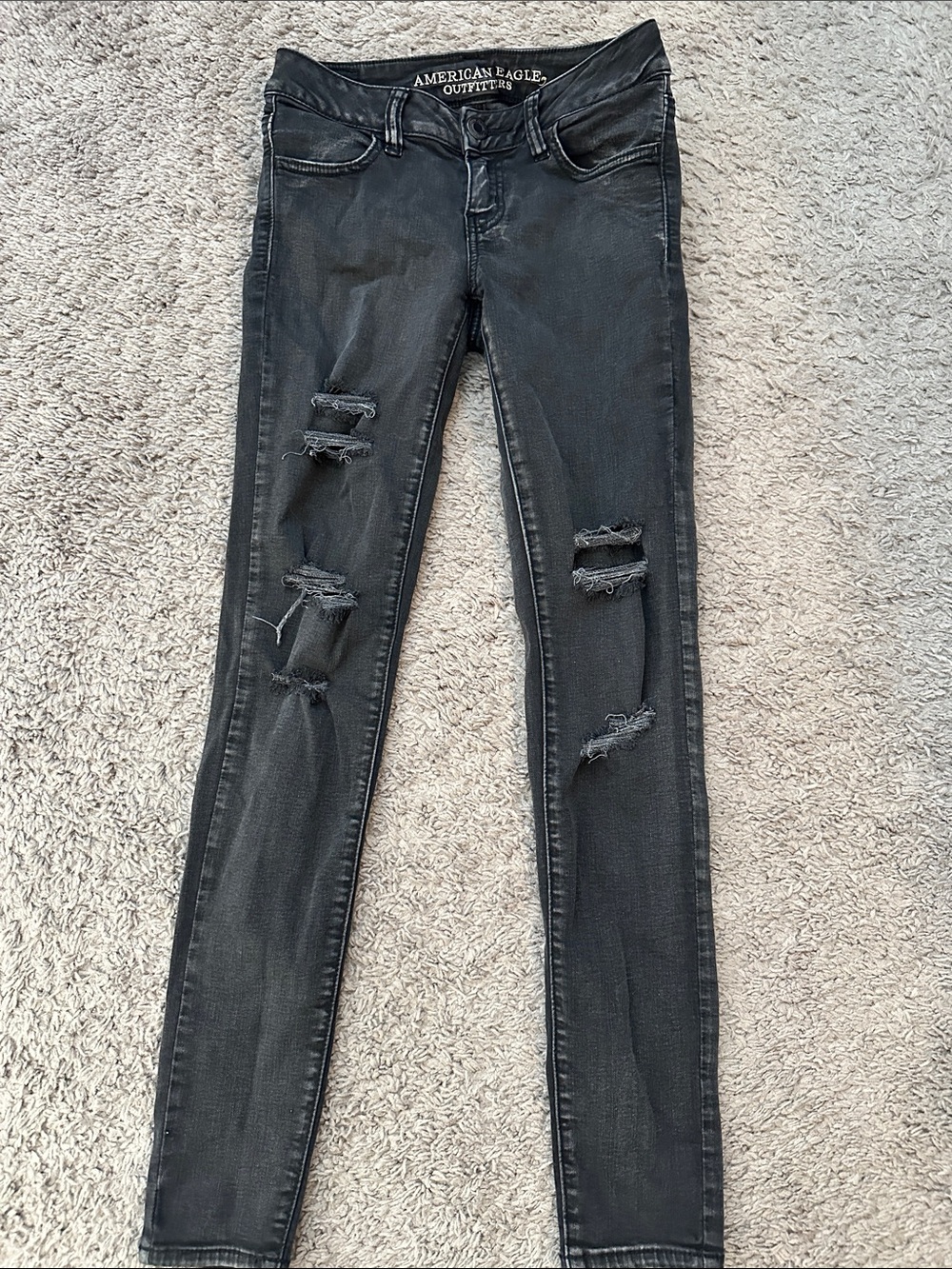 American Eagle Outfitters Black Ripped Skinny Jeans